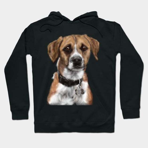 Pensive Beagle Mix Pooch Hoodie by LITDigitalArt